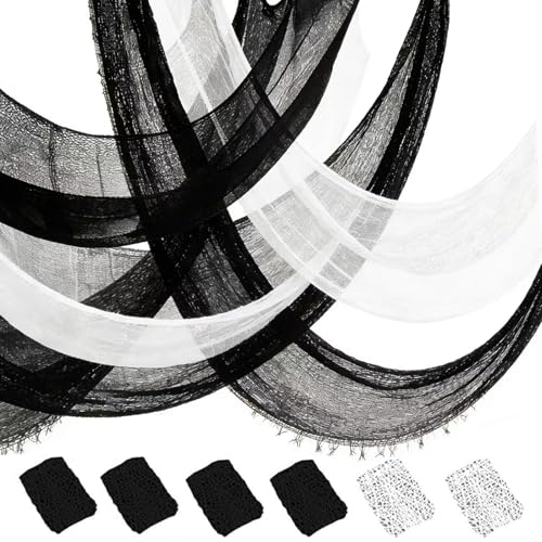 Halloween Decorations Outdoor Indoor Creepy Cloth Set - Black & White, 6 Pieces, 30x72 Inch
