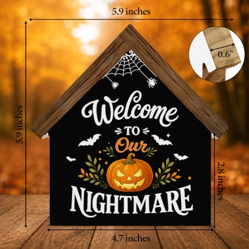 Spooky Pumpkin Wooden House Sign - Nightmare Halloween Home Decor