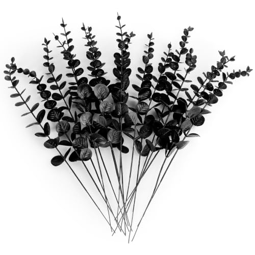 Artificial Eucalyptus Stems - Black Faux Leaves for Home Decor & Events