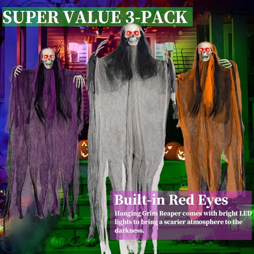 Lighted Skeleton Ghost Halloween Decorations Set - Indoor Outdoor Spooky Decor