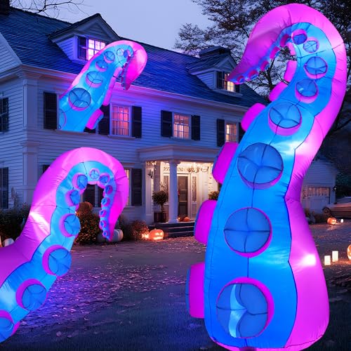 8ft Inflatable Octopus Tentacles Halloween Yard Decor with Built-in LEDs