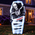 7FT Lighted Inflatable Halloween Tombstone with Skeleton and Coffin