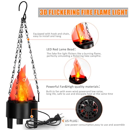 3D Fake Fire Flame Light LED Effect Hanging Lamp for Halloween Christmas Party