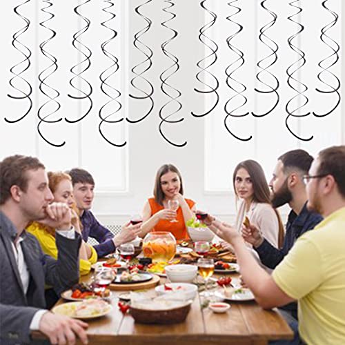 Black Iridescent Party Hanging Swirl Decorations - 30 Pieces
