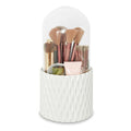 VNIMTI 360°Smooth Rotating Makeup Brush Holder with Dustproof Lid Spinning Vanity Organizer for Beauty Lipstick Perfume,Brushes Storage Container,Countertop,Dressing Table,Bathroom Desk (White)
