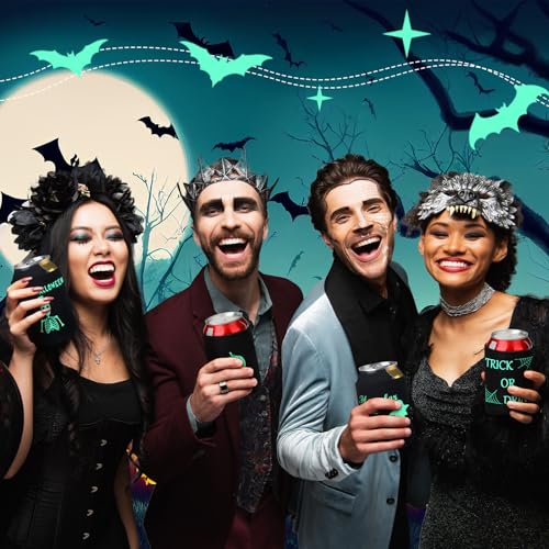 Glow in Dark Halloween Can Sleeves - 12 Pack Insulated Beverage Cooler Covers
