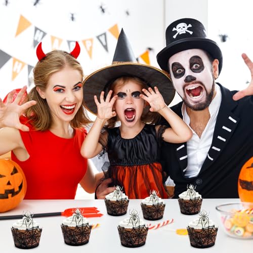 Halloween Cupcake Wrappers - Black Spider Web Cake Liners, Pack of 36