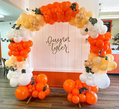 Orange White Latex Balloons 60 Pack 12 Inch with Confetti & Ribbon - Variation: Orange White