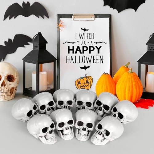 Halloween Skeleton Heads Set - Mini Plastic Skull Props for Haunted House & Party Decorations