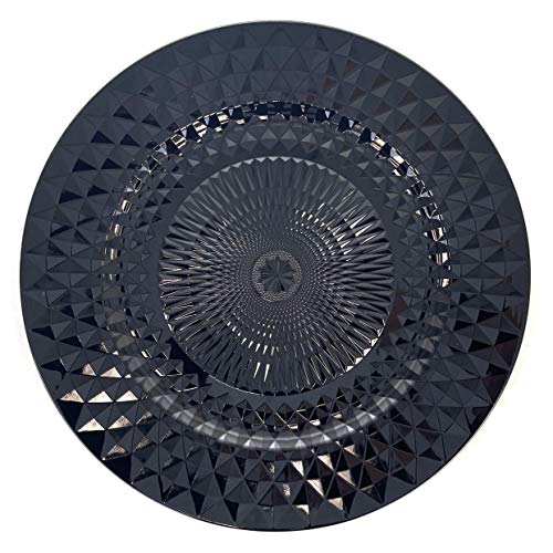Black Charger Plates 13-Inch Heavy Duty Plastic 6-Pack - Wedding & Holiday Decor