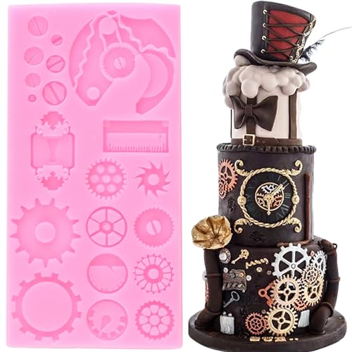 Steampunk Gear Fondant Silicone Mold - Cake Decoration, Soap & Craft - Style B