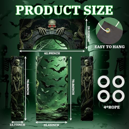 Halloween Door Banner Set - Skeleton & Spooky Gauze Decorations for Front Door