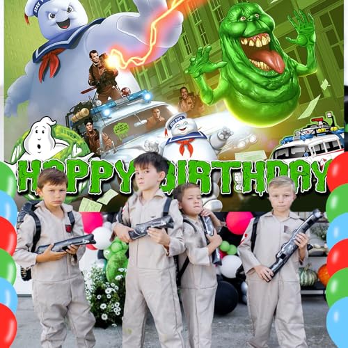 Ghostbusters Cartoon Party Backdrop 5x3FT for Halloween & Birthday Celebrations