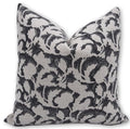14x14 Linen Throw Pillow Cover Vintage Block Print Cushion Cover for Sofa Bed Black - Handmade