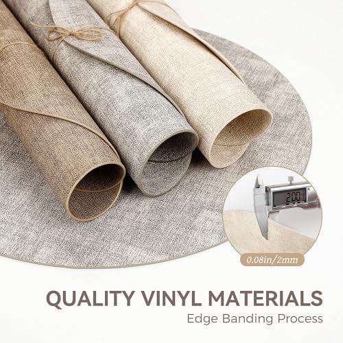 Beige 13-Inch Reversible Vinyl Placemats Set of 4 - Wipeable Table Mats