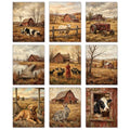 Farmhouse Wall Art Set - 9 Waterproof Canvas Prints for Home Decor - Unframed
