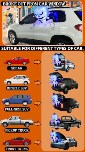 3 Ft Inflatable Halloween Car Decoration Kit with Pumpkin Ghost & Accessories