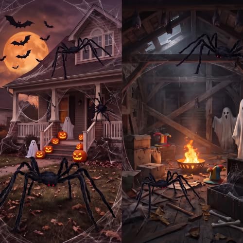 2M-Long Spider Halloween Decoration with Glowing Red Eyes - Outdoor & Indoor
