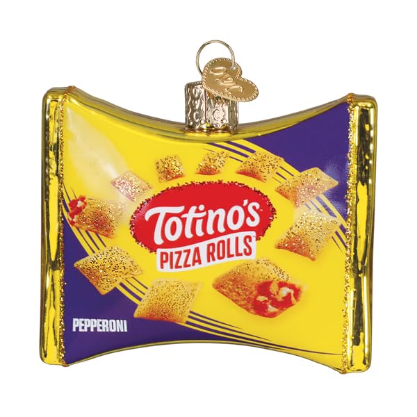 Christmas Tree Ornament - Handcrafted Glass Totino's Pizza Rolls Bag Decor