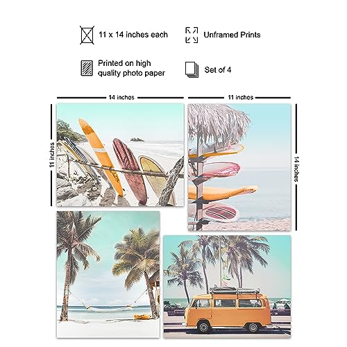 Yellowbird Art & Design Coastal Wall Art 11x14 Ocean & Beach Decor - Tropical Nautical Print - Summer Beach Theme Wall Hanging - Palm Tree & Sea Scene