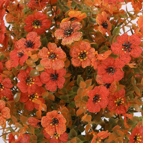 Artificial Fall Flowers in Pot - Orange Mix, 24 Inch Outdoor Decor - 2 Pack