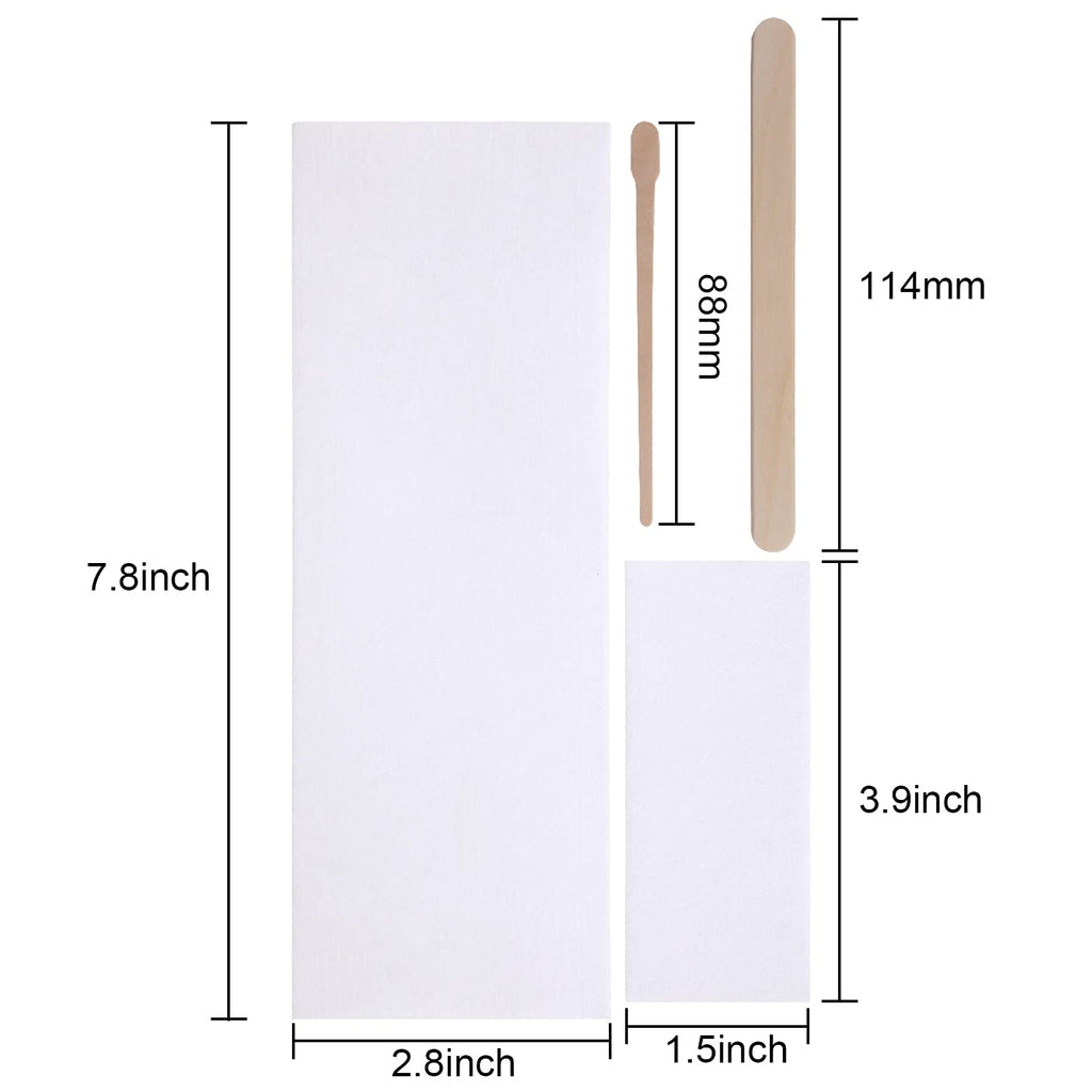 Yaomiao Wax Strips Kit, 250 Pieces Includes Waxing Strips and Smooth Wax Applicator Sticks for Women Men Body Skin Hair Removal (White)