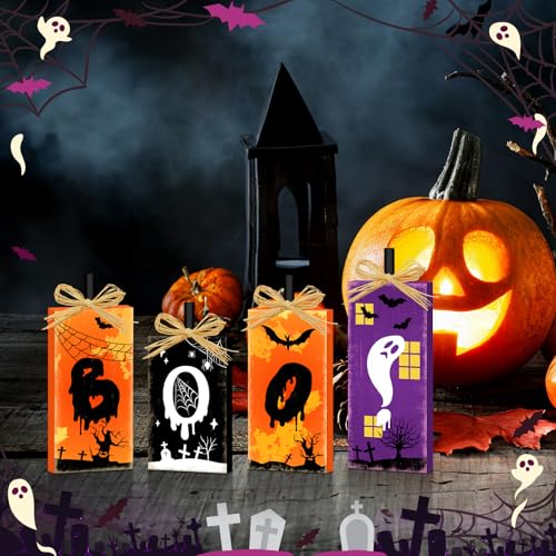 Britimes Halloween Ghost Bat Sign Tiered Tray Decor - BOO! Variation