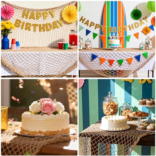 X Large Fish Net Decor 5x10 Ft - Caramel 2-Pack Nautical Beach Party Decor