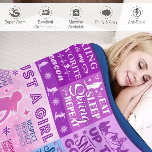 Skiing Blanket for Ski Lovers - Snowboarding Throw Blanket 60x50 Inches - Extreme Sports Gifts for Men Women Boys