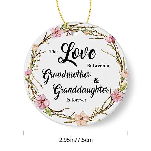 Christmas Ornament 2026 - Keepsake Ceramic Gift for Granddaughter - Love Forever Design - 3 Inch