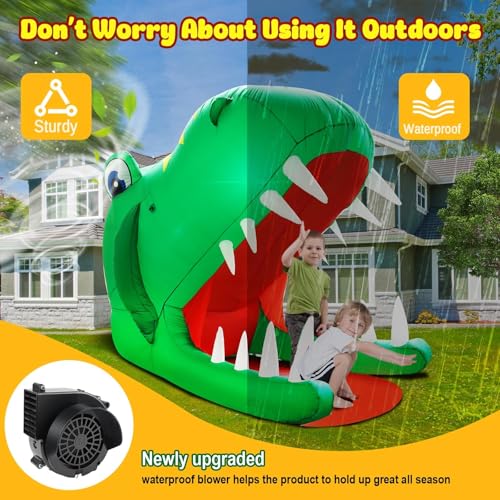8FT Tall Halloween Dinosaur Inflatable with LED Lights Outdoor Decoration
