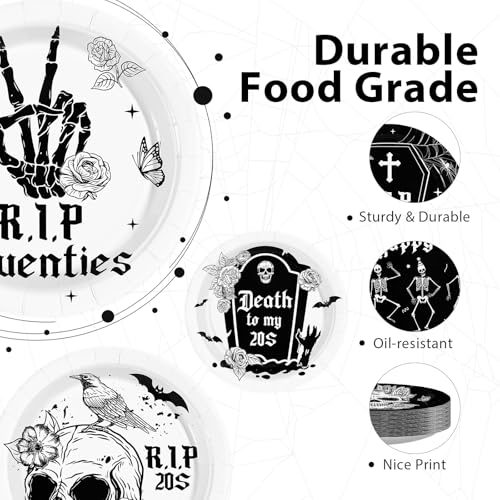 Death to My 20s Gothic Paper Plates - 9 Inch Dark Birthday Party Supplies