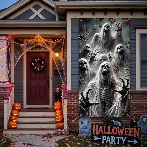Halloween Door Cover Skeleton Zombie Hands - Skull Variation 35" x 71"
