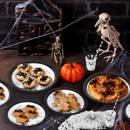 Halloween Spider Disposable Tableware Set for 25 Guests - Plates, Cups, Napkins
