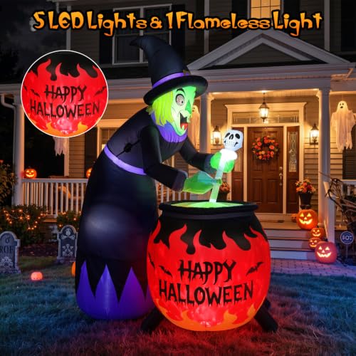 8FT Halloween Inflatable Witch - Purple Outdoor Yard Decoration