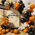 Halloween Balloon Arch Kit with Orange, Black, White Balloons & Accessories