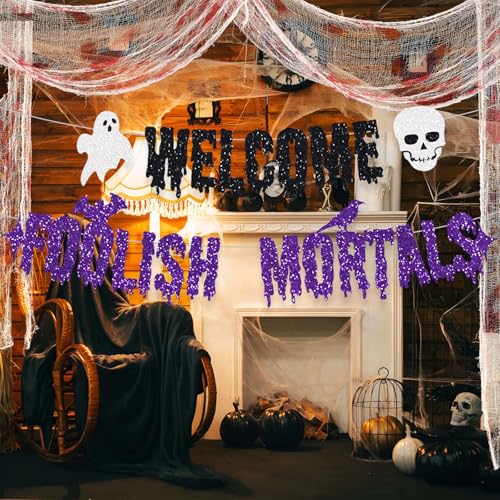 Halloween Banner Spooky Boo Skull Party Decoration - Purple