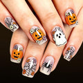 Halloween Press-On Nails Short Square with Ghost Spider Web Glitter - Light Purple 24 Pack