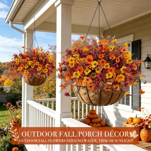 Fall Artificial Flower Set - 24 Faux Autumn Plants for Outdoor & Indoor Decor