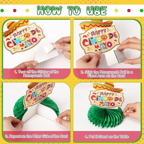Cinco De Mayo Honeycomb Centerpieces Set of 8 Fiesta Table Decor - Bright & Reusable