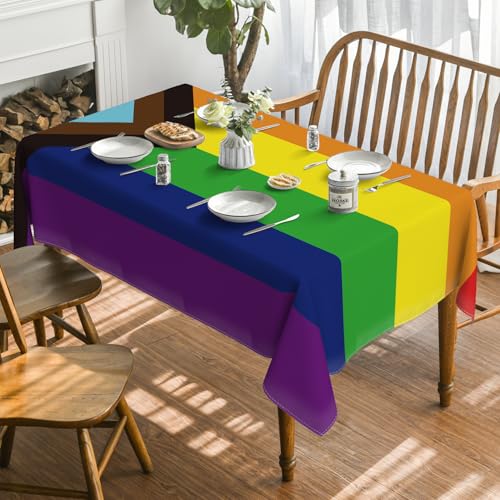 Rainbow Tablecloth 60x140 Inch Rectangular LGBT Pride Party Decor