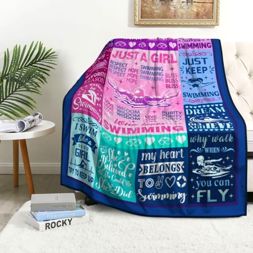 Swimming Gifts Blanket for Swimmers - 80x60 Plush Throw for Team & Kids - Swimming Stuff Variation of THIS listing