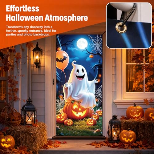 Halloween Door Cover for Front Door Banner Wall Backdrop - Halloween Style