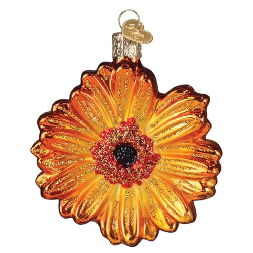 Sunset Gerbera Daisy Glass Ornament - Handcrafted Holiday Tree Decoration