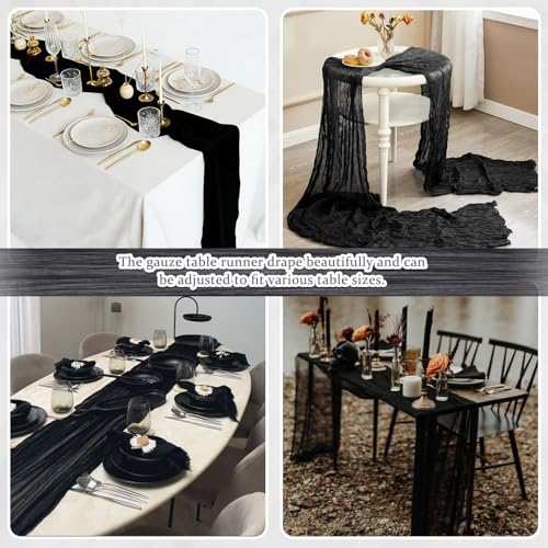Black Cheesecloth Table Runners 8 Pack 21x120 Inch Rustic Boho Wedding Party Decor