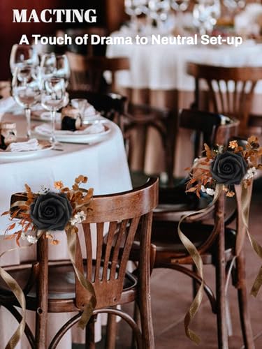 Black Artificial Roses 60PCS for Halloween & Holiday Decorations - Fake Flowers