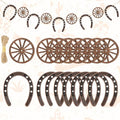 Western Party Decorations Set - Cowboy Horseshoes & Wagon Wheels, Table Centerpieces
