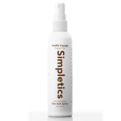 Simpletics Himalayan Sea Salt Hair Spray - Vanilla Scented, Natural 5-Ingredient Formula for Beach Waves & Volume | Light Hold, Non-Greasy, Paraben & Sulfate Free - 8 fl oz