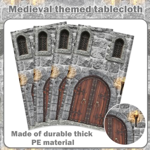 Medieval Brick Tablecloth Set - Waterproof 4 Pack for Castle Party Decor (51 x 86 Inches)