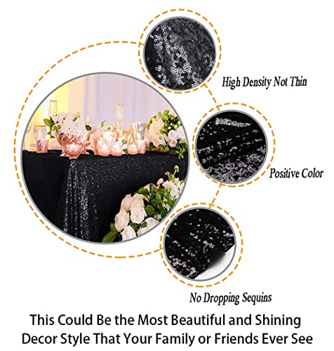 Sequin Tablecloth 72x72 Inch Square Black Glitter Party Wedding Decor - ShinyBeauty
